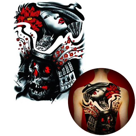 Tatouage Éphémère<br> Japonais Geisha "Dos" - Dragon-chinois