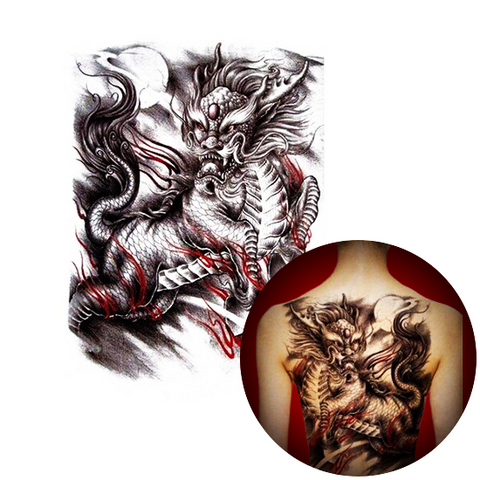 Tatouage Éphémère<br> Japonais Lion "Dos" - Dragon-chinois