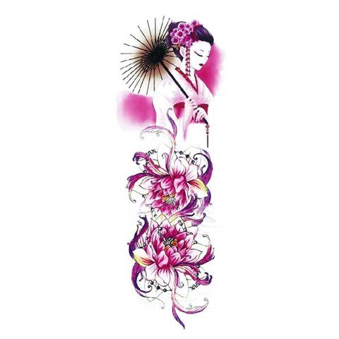 Tatouage Éphémère<br> Japonais Pivoine - Dragon-chinois