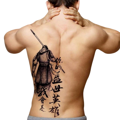 Tatouage Éphémère<br> Samourai Japonais "Dos" - Dragon-chinois