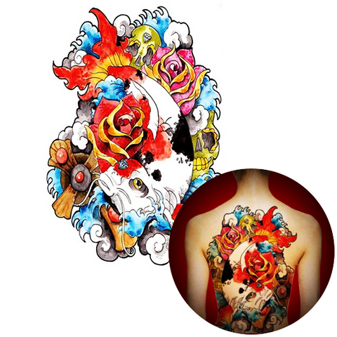 Tatouage Éphémère<br> Yakuza Poisson "Dos" - Dragon-chinois
