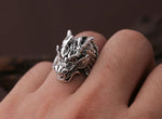 Bague Dragon<br> Tête de Dragon Ryujin "Argent" - Dragon-chinois
