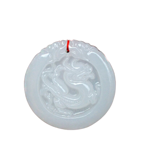 Collier Dragon<br> Perle de Jade Blanc - Dragon-chinois