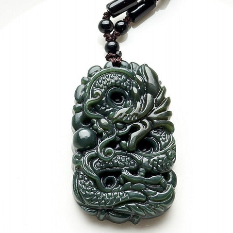 Collier Dragon<br> Jade Nephrite - Dragon-chinois