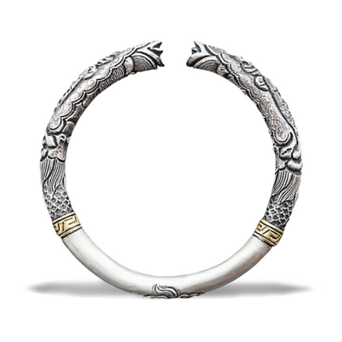 Bracelet Dragon <br> Double "Argent" - Dragon-chinois