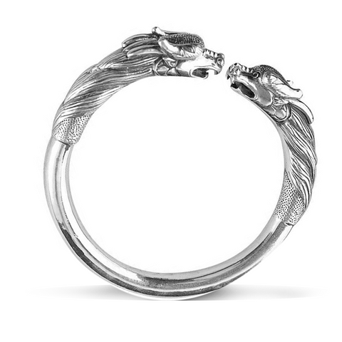 Bracelet Dragon<br> Jonc Massif Plein "Argent - Dragon-chinois