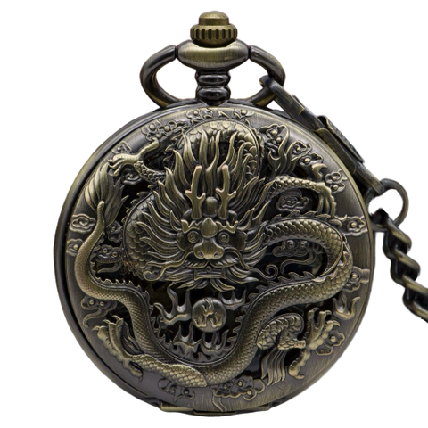Montre Gousset<br> Ancienne de Poche - Dragon-chinois