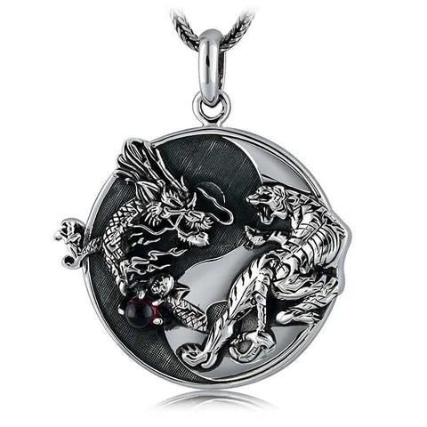 Pendentif Dragon<br> Ying Yang "Argent" - Dragon-chinois