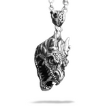 Pendentif Dragon<br> Tête de Dragon Pierre "Argent" - Dragon-chinois