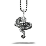 Pendentif Dragon<br> Serpent des Nuages "Argent" - Dragon-chinois