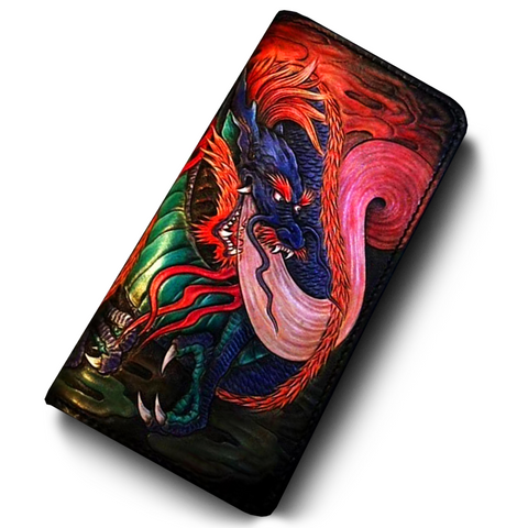 Portefeuille Dragon <br> Cuir Marron Homme - Dragon-chinois