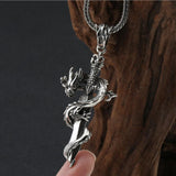 Pendentif Dragon<br> Épée d’Excalibur "Argent" - Dragon-chinois