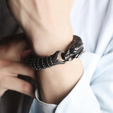 Bracelet Dragon<br> Maille Serrée en Relief "Acier" - Dragon-chinois
