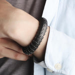 Bracelet Dragon<br> Maille Serrée en Relief "Acier" - Dragon-chinois