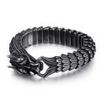 Bracelet Dragon<br> Maille Serrée en Relief "Acier" - Dragon-chinois