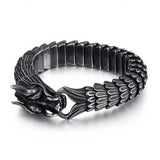 Bracelet Dragon<br> Maille Serrée en Relief "Acier" - Dragon-chinois