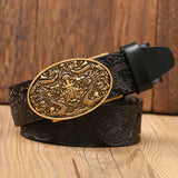 Ceinture Dragon<br> Homme en Cuir Rouge - Dragon-chinois