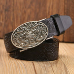 Ceinture Dragon<br> Homme en Cuir Rouge - Dragon-chinois
