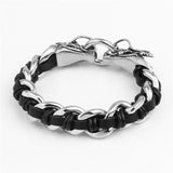 Bracelet Dragon<br> Cuir "Acier" - Dragon-chinois