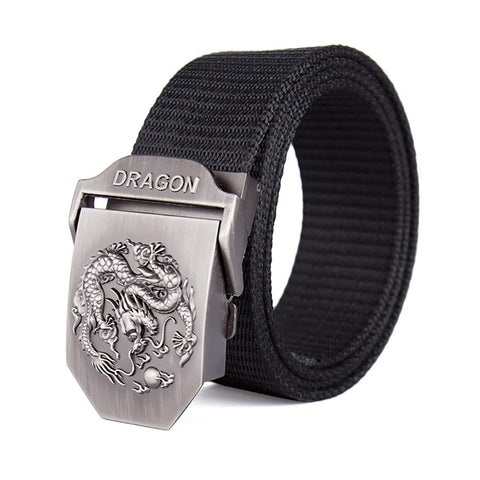 Ceinture Dragon<br> Militaire en Coton Noir - Dragon-chinois
