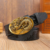 Ceinture Dragon<br> Noir Or Cuir - Dragon-chinois