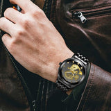 Montre dragon<br>Bracelet Acier Noir Femme - Dragon-chinois