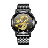 Montre dragon<br>Bracelet Acier Noir Femme - Dragon-chinois