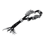 Bracelet Dragon<br> Tressé 3 Fils en Cuir "Argent" - Dragon-chinois