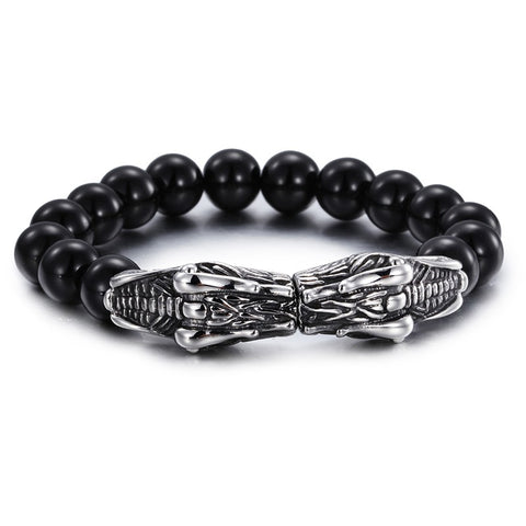 Bracelet Dragon<br> Perle Obsidienne - Dragon-chinois