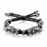 Bracelet Dragon<br> Bracelet Tressé 2 Fils "Acier" - Dragon-chinois