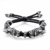 Bracelet Dragon<br> Bracelet Tressé 2 Fils "Acier" - Dragon-chinois