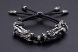 Bracelet Dragon<br> Bracelet Tressé 2 Fils "Acier" - Dragon-chinois