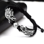 Bracelet Dragon<br> Homme Tressé "Argent" - Dragon-chinois