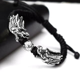 Bracelet Dragon<br> Homme Tressé "Argent" - Dragon-chinois
