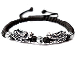 Bracelet Dragon<br> Homme Tressé "Argent" - Dragon-chinois