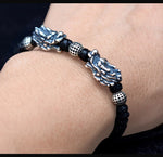 Bracelet Dragon<br> Homme Tressé "Argent" - Dragon-chinois