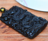 Collier Dragon<br> Obsidienne Porte Bonheur - Dragon-chinois
