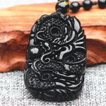 Collier Dragon<br> Obsidienne Noir - Dragon-chinois