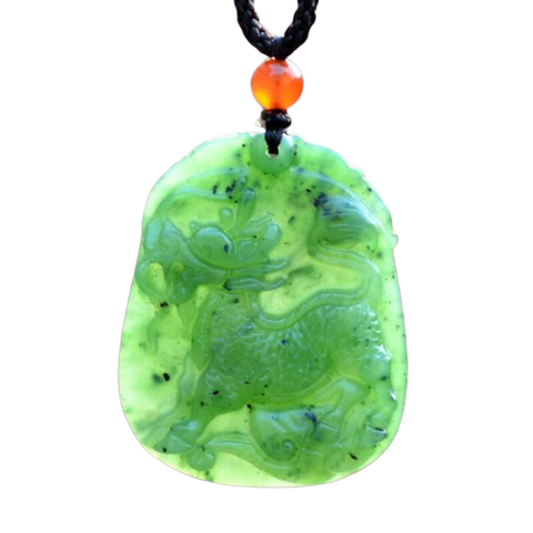 Collier Dragon<br> Jade Vert Ancien - Dragon-chinois