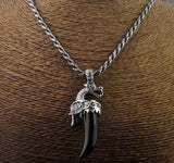 Pendentif Dragon<br> Dent en Onyx "Argent" - Dragon-chinois