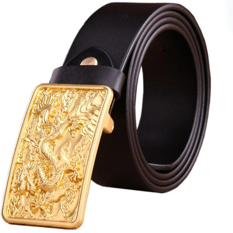 Ceinture Dragon<br> Dorée en Cuir - Dragon-chinois