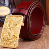 Ceinture Dragon<br> Dorée en Cuir - Dragon-chinois