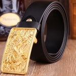 Ceinture Dragon<br> Dorée en Cuir - Dragon-chinois