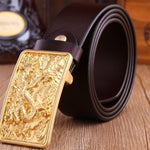 Ceinture Dragon<br> Dorée en Cuir - Dragon-chinois