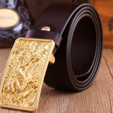 Ceinture Dragon<br> Dorée en Cuir - Dragon-chinois