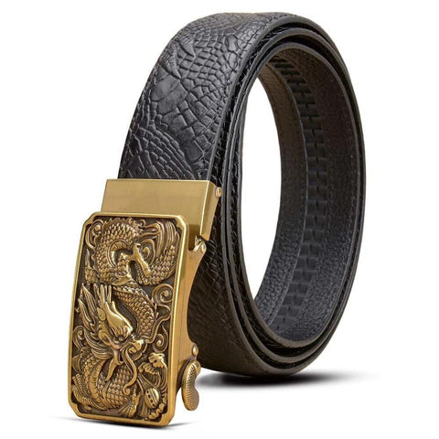 Ceinture dragon<br> Cuir Souple Marron - Dragon-chinois