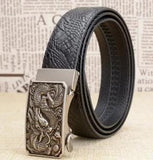 Ceinture dragon<br> Cuir Souple Marron - Dragon-chinois