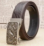 Ceinture dragon<br> Cuir Souple Marron - Dragon-chinois