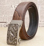 Ceinture dragon<br> Cuir Souple Marron - Dragon-chinois