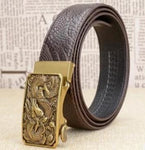 Ceinture dragon<br> Cuir Souple Marron - Dragon-chinois